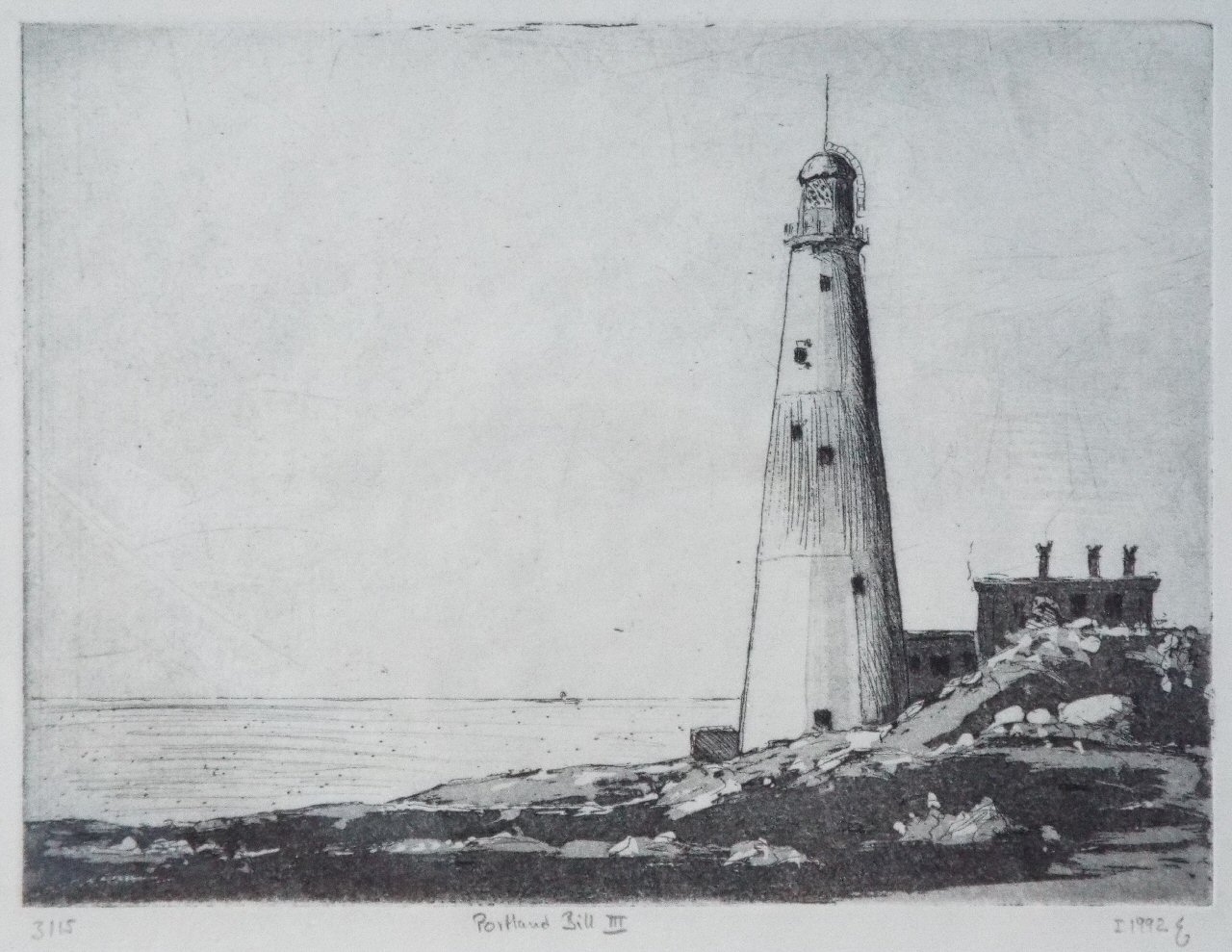 Etching with aquatint - Portland Bill III - Bork